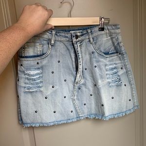 ripped jean skirt